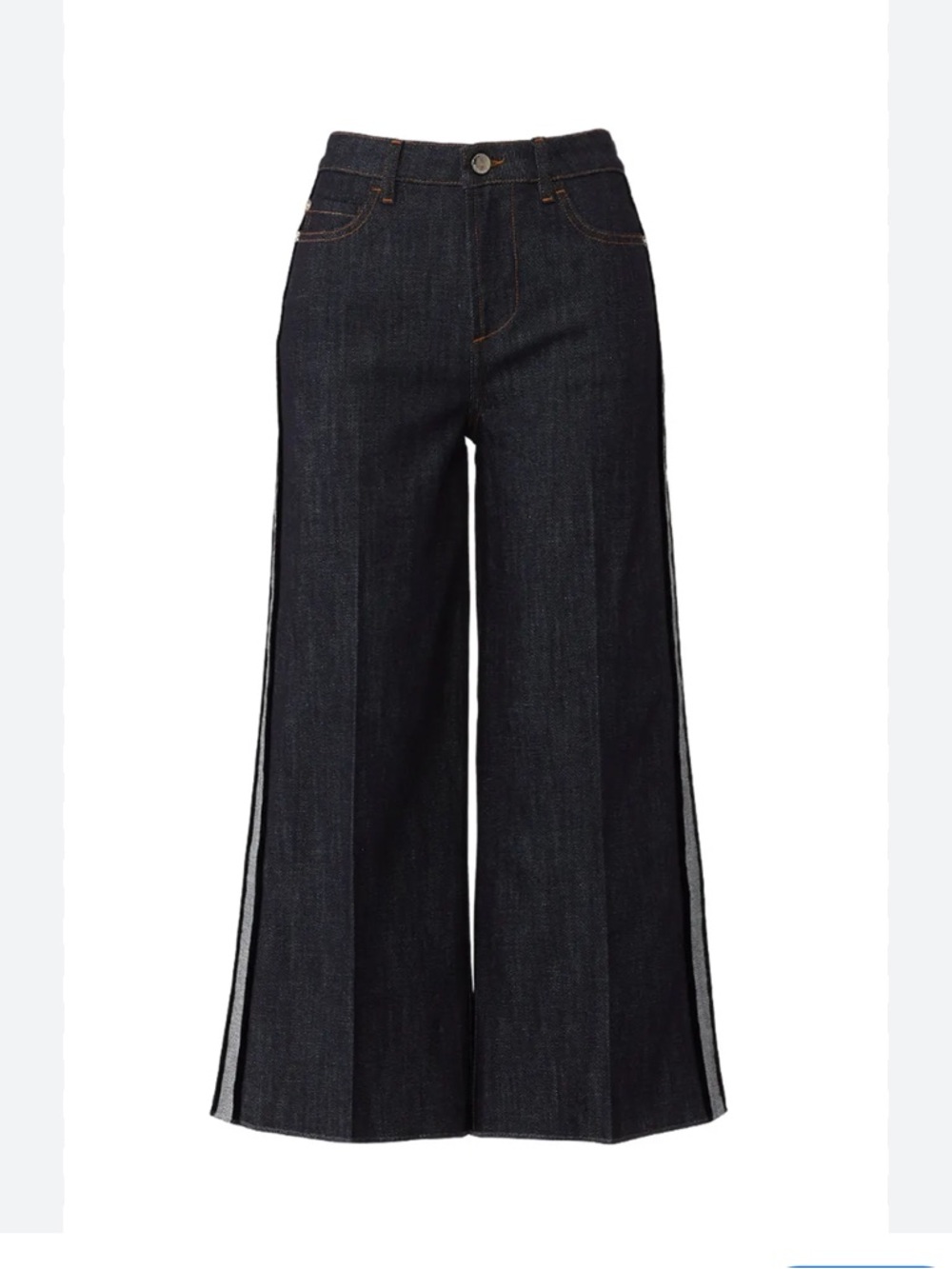 RED Valentino Dark Blue Wide-Leg cropped Jeans with Side Stripe